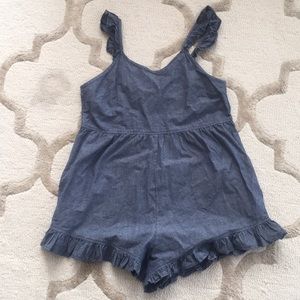 Ruffle Chambray Romper